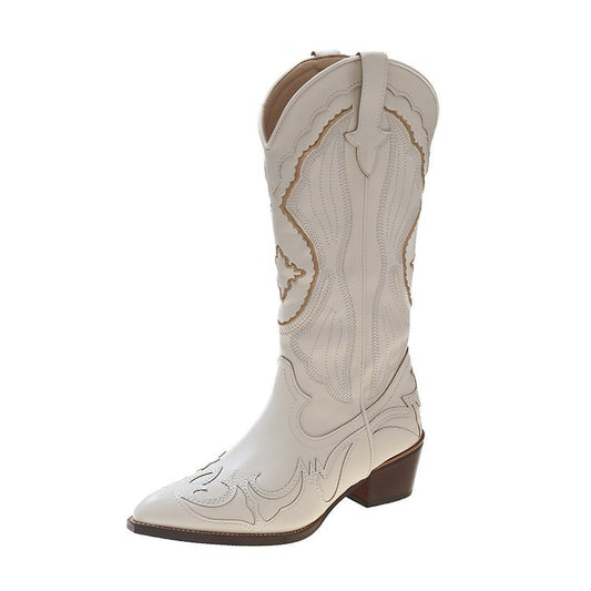 Women’s White Western Long Boots