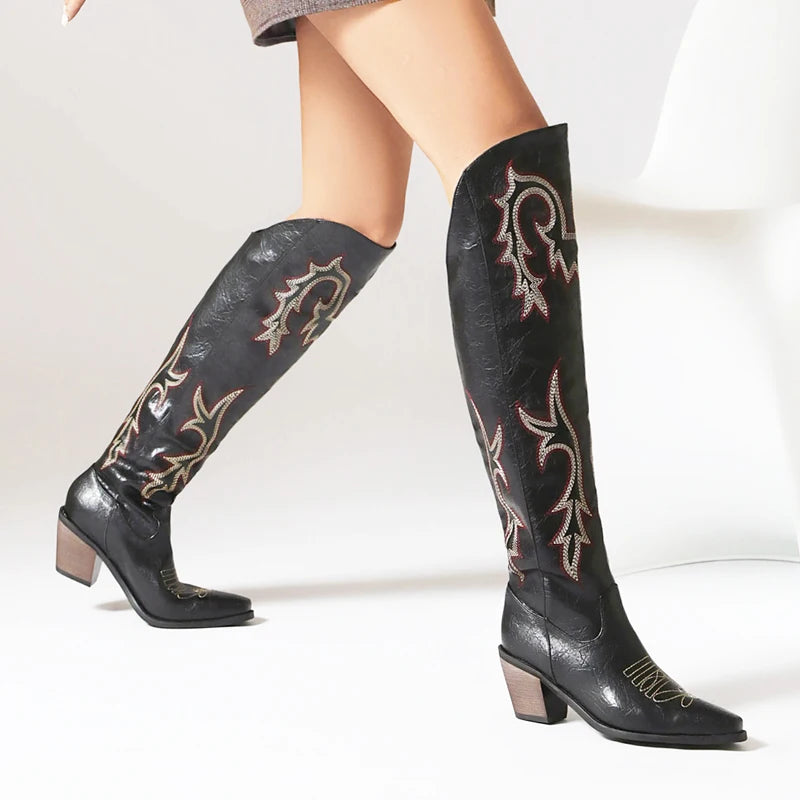 Women’s Black Western Over the Knee Boots