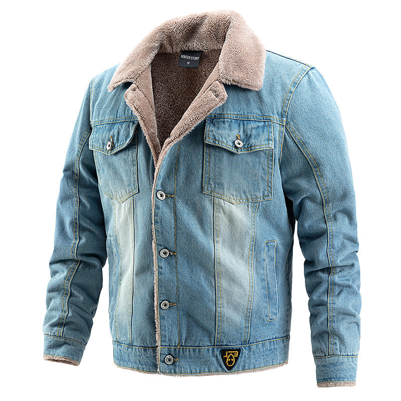 Denim jacket with plush lining