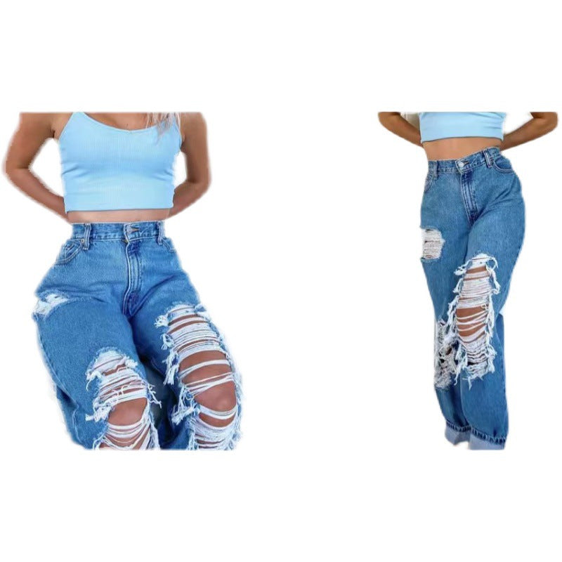 High Waisted Ripped Mom Jeans